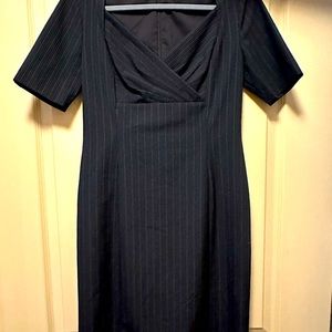 Antonio Melani Ruched Bust Short Sleeve Pinstripe Sheath Dress